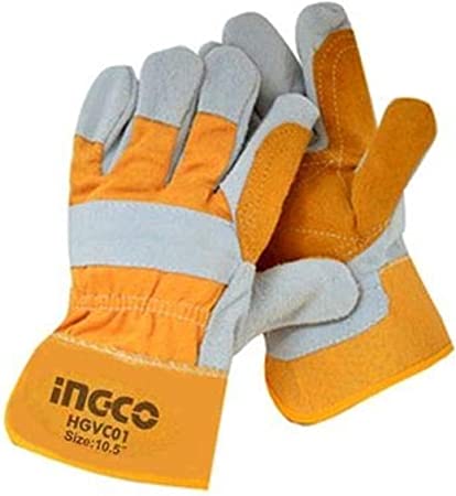 قفاز جلد صناعي مقاوم للحرارة منانجكو HGVC01- برتقالي ورمادي